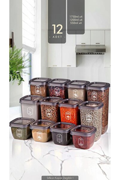 Justyol Set of 12 Square Food Storage Containers with Labels – 550ml 1200ml 1750ml with Airtight Lids