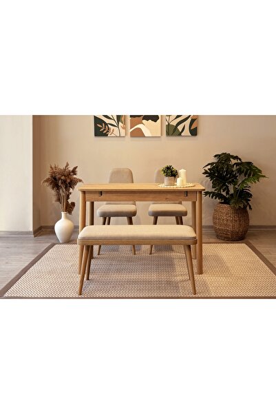 Vivense VİNA MİNİ AÇILIR MUTFAK MASA TAKIMI, KARİNA MEŞE KREM, 1005