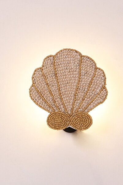 Reyo Seashell Lighting Matte Black Sconce 35X30X12 cm - Special Handmade Sea Themed