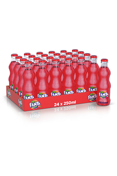 Fanta Strawberry Flavor Soft Drink, Glass Bottle, 250ml x 24