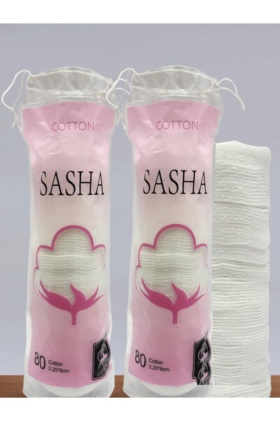 SASHA Pure Cotton Pads for Cosmetic Purposes Pure Cotton Makeup Pads Set of 160 Pads Set of 2 Packs
