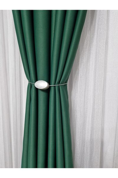 Perdelenoi by Igni Comex Blackout curtain Green Uni with net set of 2 pieces