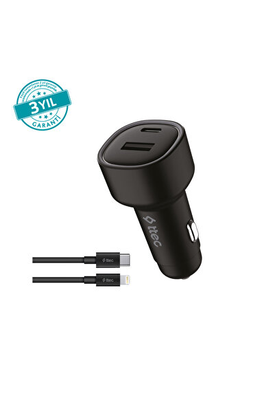 Ttec SmartCharger Duo PD 48W Araç Hızlı Şarj Aleti USB-C-Light Kablo iPhone 11/12/13/14/MAX/Uyumlu