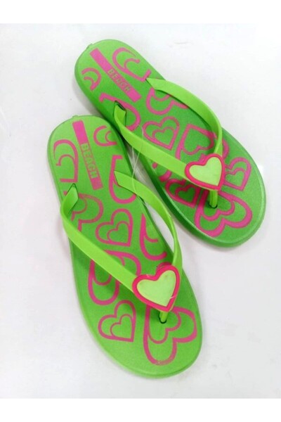 byzek Flip Flops Transparent Soft Pvc Heart Buckle Fist K Green Beach and Daily Slippers
