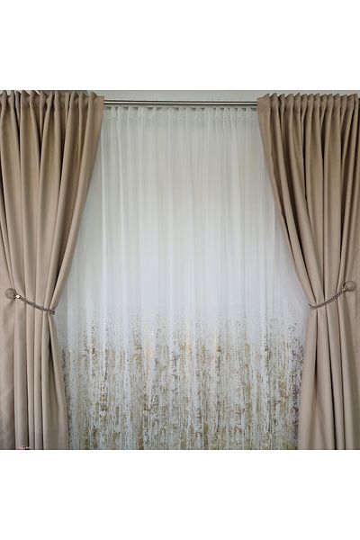 Perdelenoi by Igni Comex Blackout Curtains Beige Uni with Rejansa set of 2 pieces