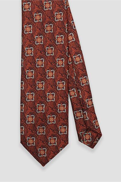 Abbate Tie 8 cm Microfiber Polyester Orange Men's Patterned Tie