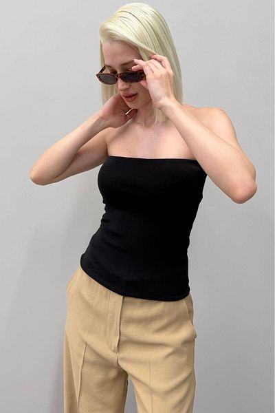 Seeh Black Strapless Basic Women's Blouse Sh247