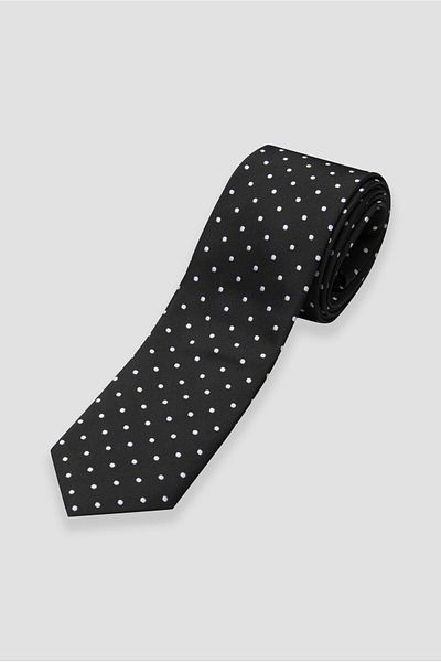 Abbate Tie 8 cm Microfiber Polyester Black Men's Polka Dot Tie
