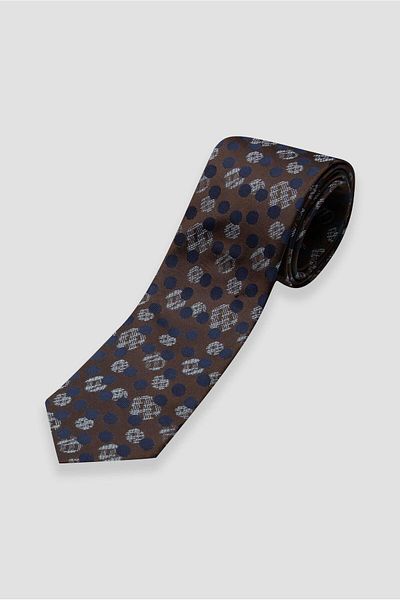 Abbate Tie 8 cm Microfiber Polyester Light Brown Men's Patterned Tie