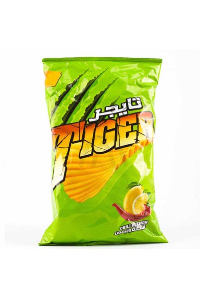 Tiger رقائق البطاطس بنكهة الفلفل الحار والليمون، 100 غرام