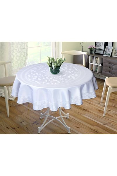 Lenjerii Deosebite Waterproof round tablecloth, diameter 160cm, Jakar Pano, Alba Frunze