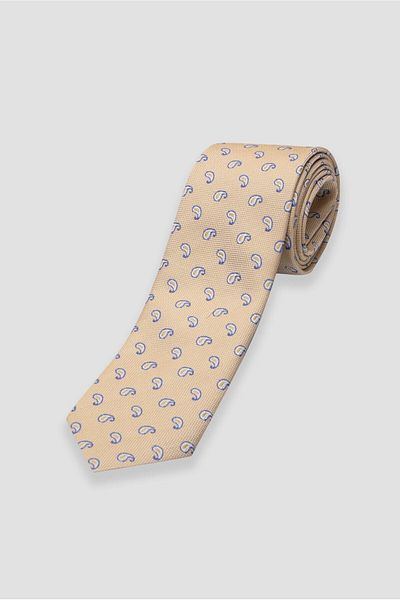 Abbate Tie 8 cm Microfiber Polyester Yellow Men's Patterned Tie