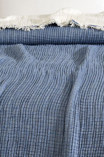 VAROL Single 5 Layer 100% Cotton Muslin Bedspread - Dark Blue