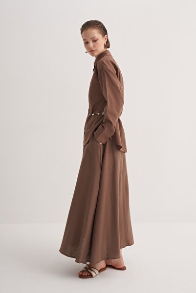 EBU Prive Women's Organic Cotton Basic Shirt Brown