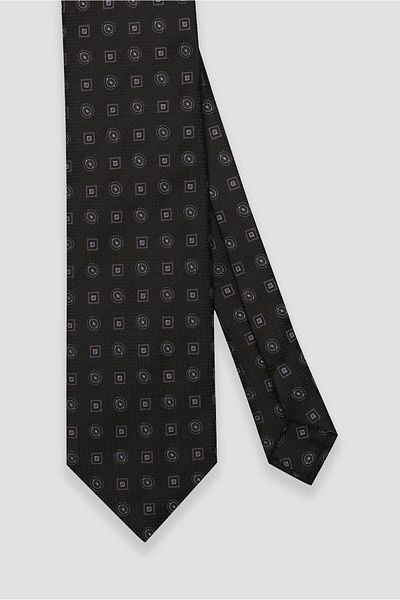 Abbate Tie 8 cm Microfiber Polyester Black Men's Patterned Tie