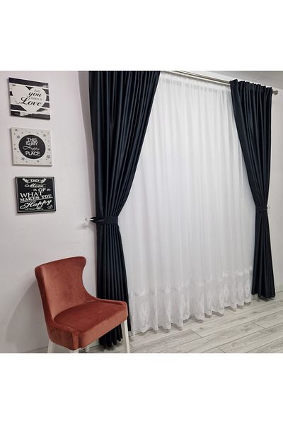 Perdelenoi by Igni Comex Blackout Drapes, Black, Set Of 2 Pieces