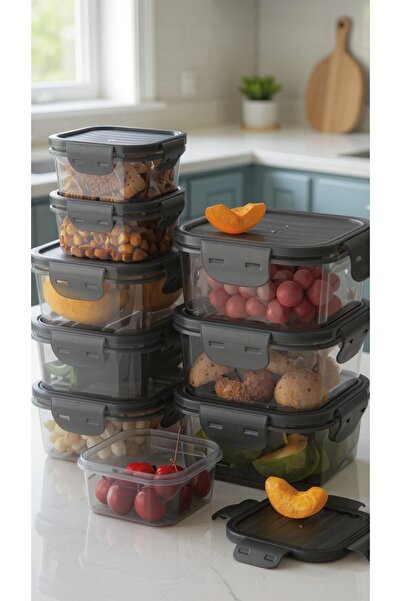 Justyol Set of 9 Vacuum Lockable Storage Containers – Airtight Leakproof 400ml 800ml 1400ml