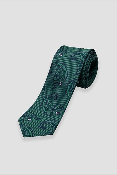 Abbate Tie 8 cm Microfiber Polyester Green Men's Patterned Tie