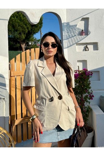 HandCo Women's Double Breasted Relaxed Fit Office and Casual Blazer