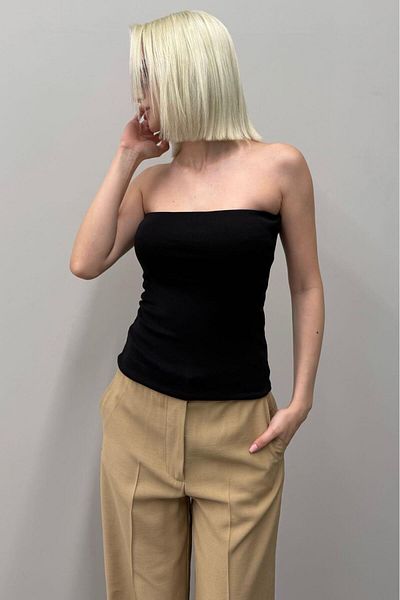 Seeh Black Strapless Basic Women's Blouse Sh247
