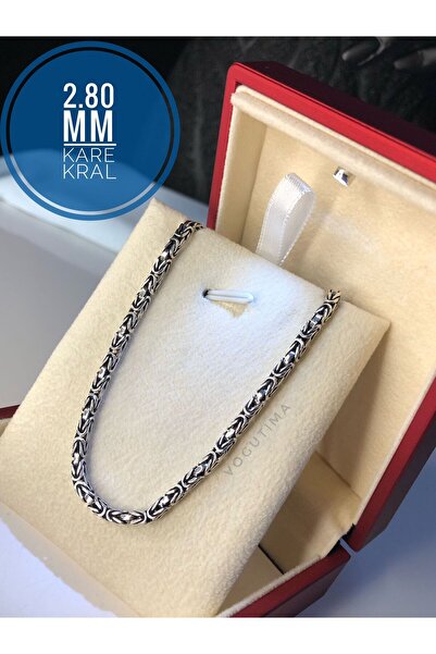 GWOMA Erkek Gümüş Kolye - 2.8mm Kare Kral Model • Işıklı Kutuda Sevgiliye • E...