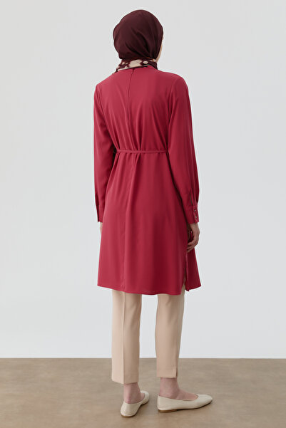 Tuğba Yakası Pile Detaylı Tunik - Gül Kurusu