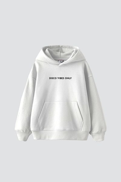 Sekizbiraltı Disco Vibes Only Printed Oversize Unisex Λευκό φούτερ