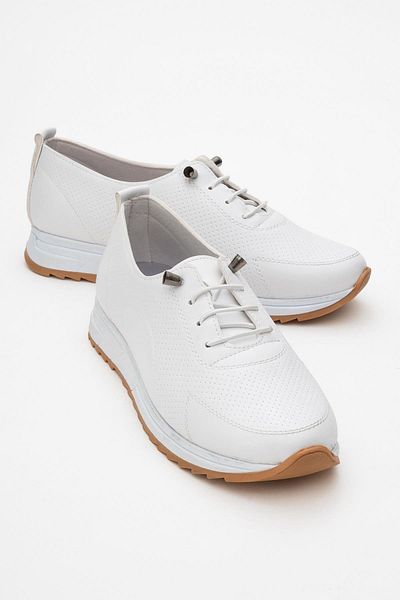 CCWAY AYAKKABI Women's Lace-Up Casual Shoes White Skin