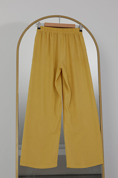 DPARİS Elastic Waist Relaxed Fit Loose Leg Casual Trousers