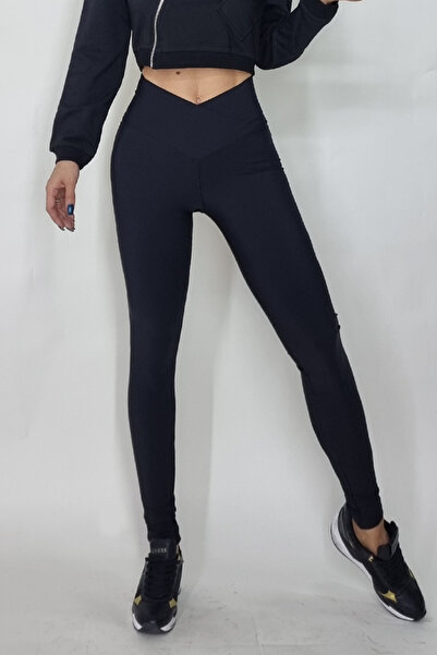 FashionForYou Καλσόν Lekin με ψηλή μέση και λαιμόκοψη V, μαύρο,, μαύρο