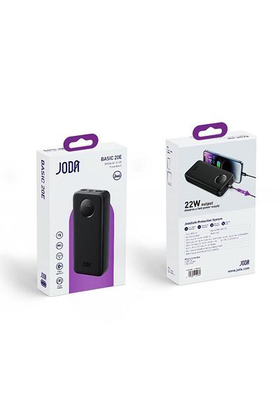 Joda 20000mAh 22.5Wh Power Bank with 2 USB Ports and 1 Type-C Port - Black - (PB010ABUN1)