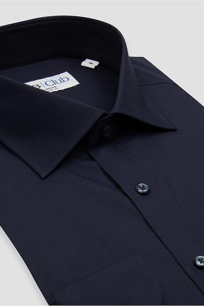 Abbate Bb Club Lima Poplin Cotton Polyester Regular Fit Navy Blue Classic Collar Men's Plain Shirt