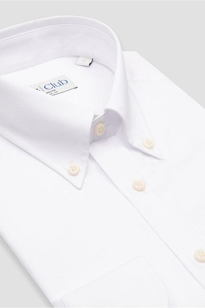 Abbate Bb Club Mike Poplin Cotton Polyester Regular Fit White Button-Down Collar Men's Solid Shirt
