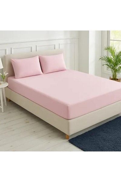 Sinada Home %100 Cotton Pink Fitted Sheet Set