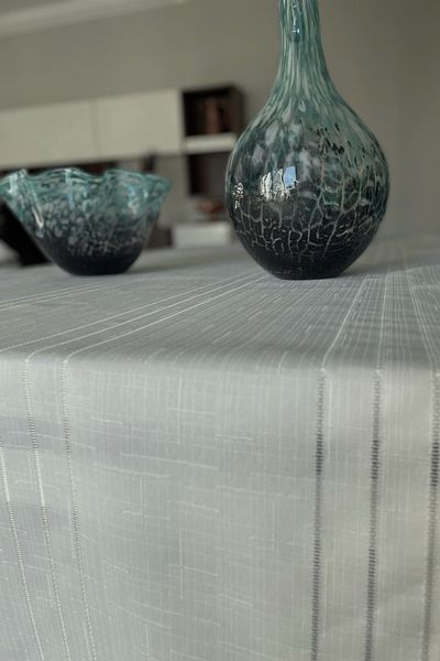Zeria Home New Linen Patterned, Worry-Free Stain-Proof Linen Colber Table Cloth 160 X 220 and 140 X 180