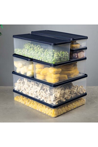 Roza's Home 4 Pieces Deep Freezer Refrigerator Storage Container Navy Blue