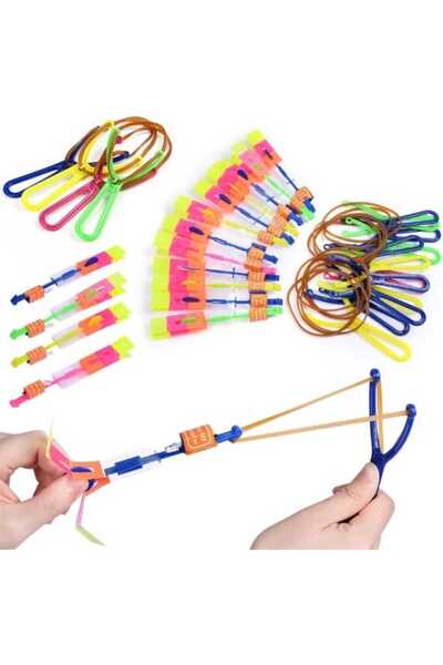 TURKAFONE 10 Adet Led Işıklı Sapan Havada Süzülen Oyuncak Mancınık Sapan