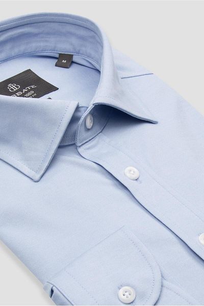 Abbate Florence Jersey Cotton Blend Comfort Fit Blue Classic Collar Men's Solid Shirt