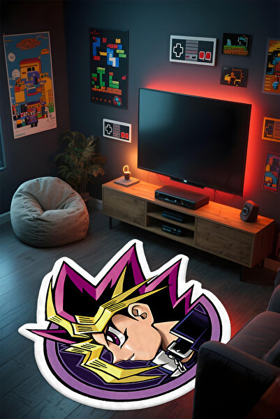 Alpacarpet Özel Kesimli Desenli Anime & Gamer Halısı Kaymaz Taban Makinede Yı...