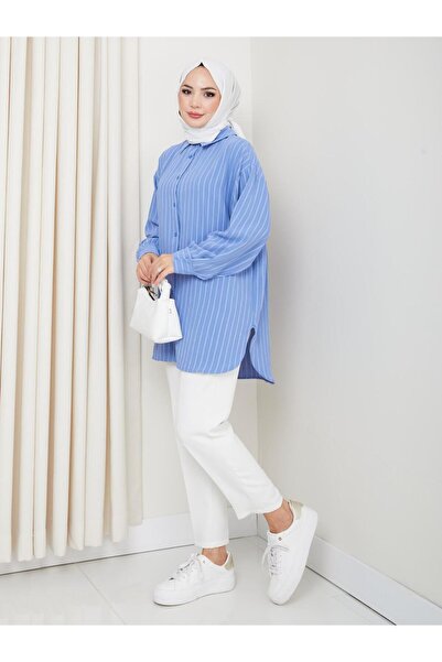 Kirazgym Striped Pattern, Anti-Sweat Fabric, Comfortable Fit Summer Tunic Shirt