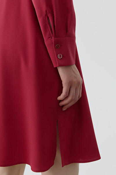 Tuğba Yakası Pile Detaylı Tunik - Gül Kurusu