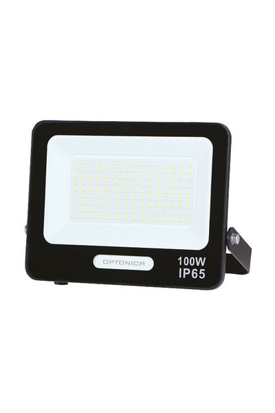 OPTONICA LED floodlight 100W, 9000lm, IP65, 6000K cold light, black, IP65, 6000K cold light, black, Optonic