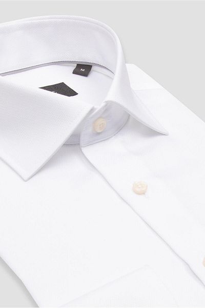 Abbate Donatello Non Iron Armure Cotton Slim Fit White Classic Collar Men's Solid Shirt