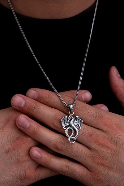 vogutima jewelery&silver by timuçin mavili Game Of Thrones Khaleesinin Ejderhası Figürlü 925 Ayar Gümüş Sevgiliye Eşe Babaya Kolye