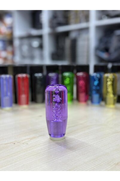 OTO SÜSLEN İSTANBUL Epoksi Işıklı Usb Girişli Mor Renk 10cm Vites Topuzu VT-005