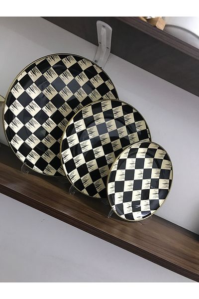 RADGX Enamel Plate 3 Piece Checker Plate (21,26,32 cm)