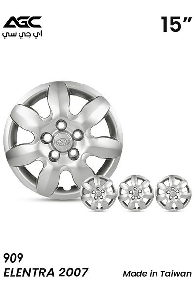 AGC Hyundai Elantra 2007 15" Silver Wheel Cover Set – Hub Caps ,4 Pieces - 909
