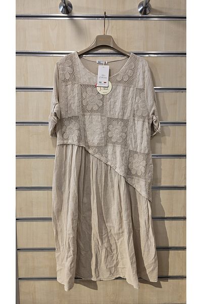 Park Moda Ιταλικό βαμβακερό φόρεμα με λουλούδια με ασύμμετρη κοπή