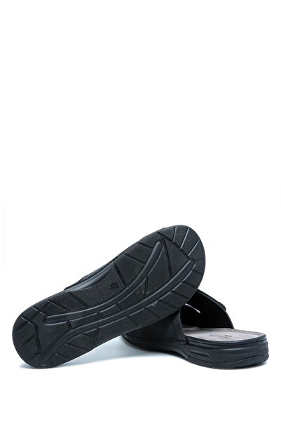 Kifidis Sib4412 Kifidis-Natura Men's Double Striped Anatomical Leather Slippers 40-45 Black/Black