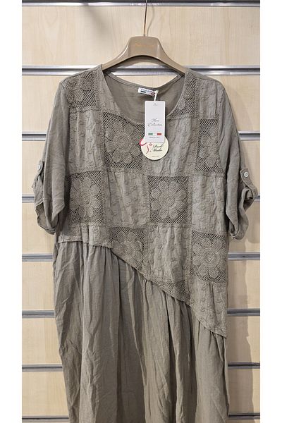 Park Moda Ιταλικό βαμβακερό φόρεμα με λουλούδια με ασύμμετρη κοπή